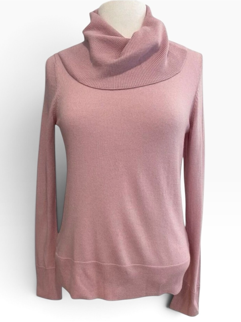 Talbots cowl turtle neck knit sweater 100% soft merino wool dusty pink siz Small